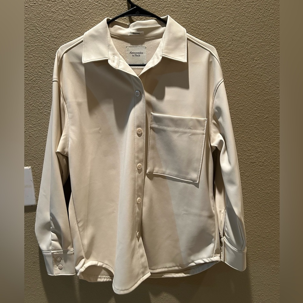 Abercrombie & Fitch Oversized Vegan Leather Jacket/Shirt